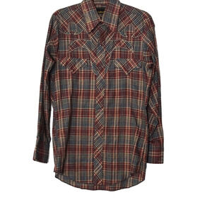 Tem Tex Women's Plaid Long Sleeve Western Button Down Shirt